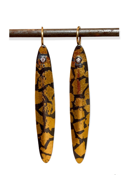 Speckled Reed Earrings with Diamonds