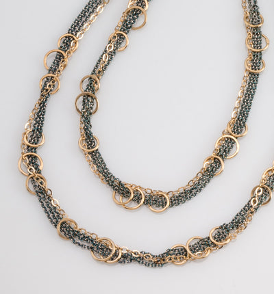 Hitch Necklace with 18k Vermeil and Oxidized Sterling