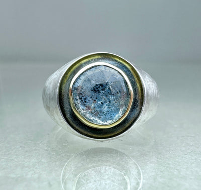 Moss Aquamarine Signet Style Ring