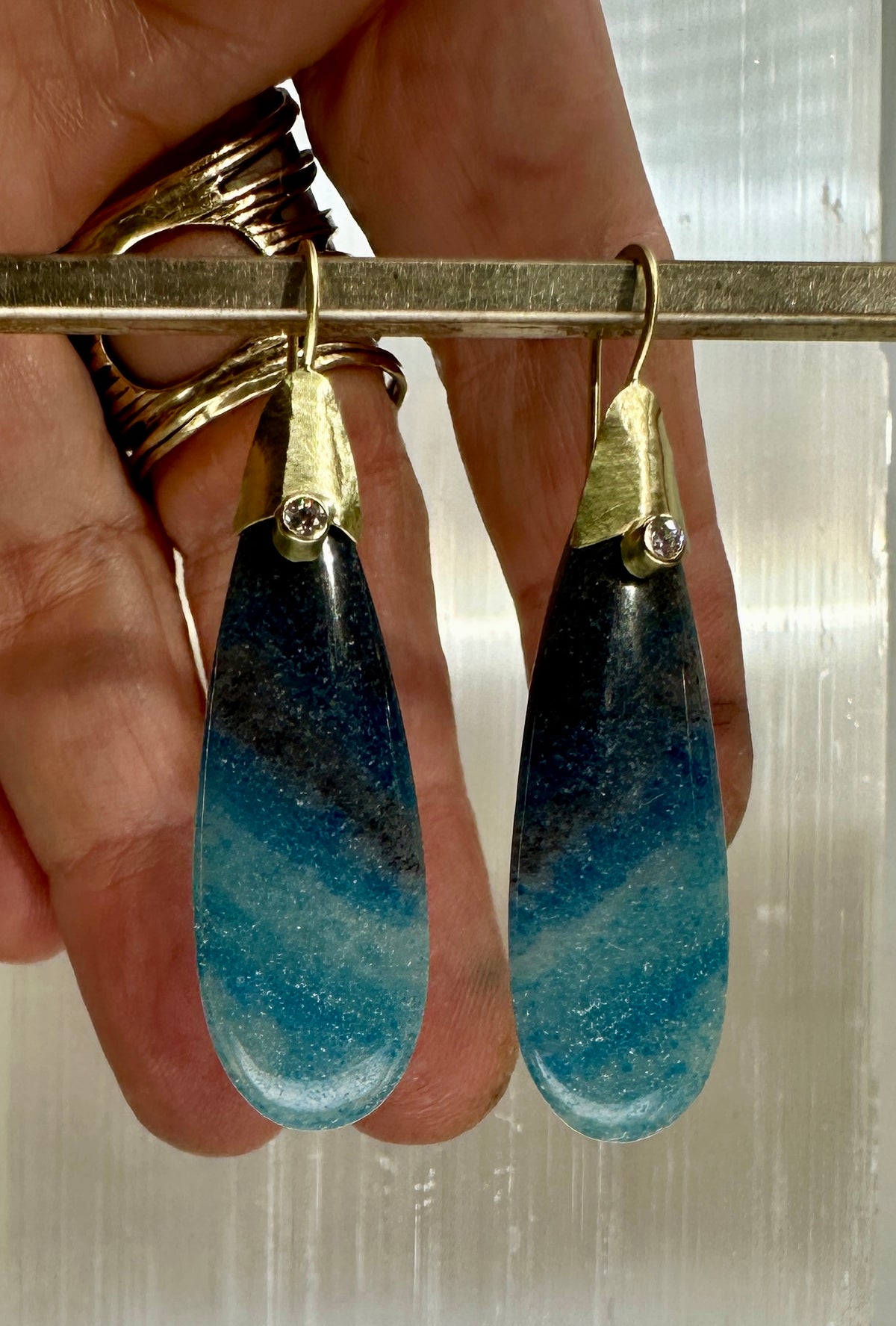 Ombré Blue Quartz Drop Earrings