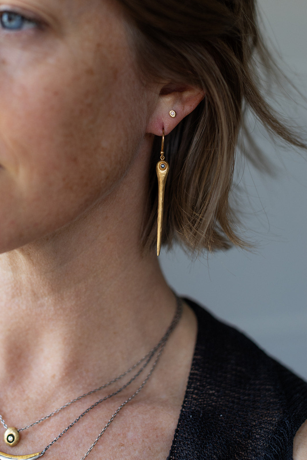 Textured Spike Earrings in Vermeil