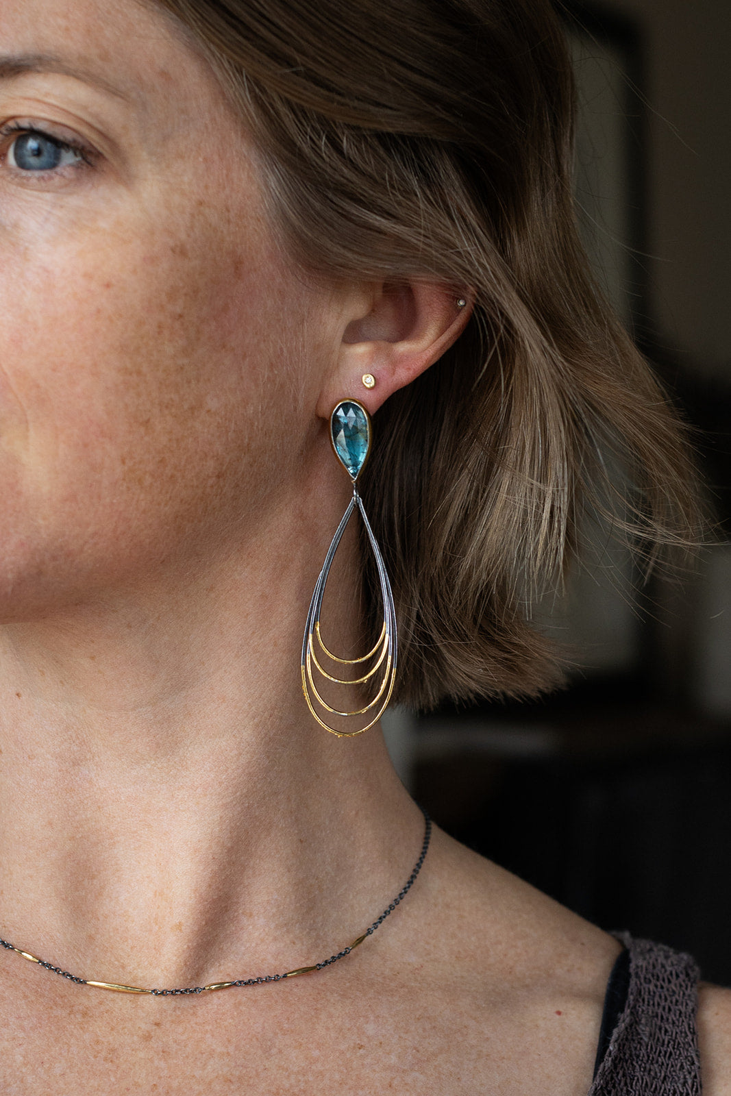Teardrop Ripple Rim Earrings