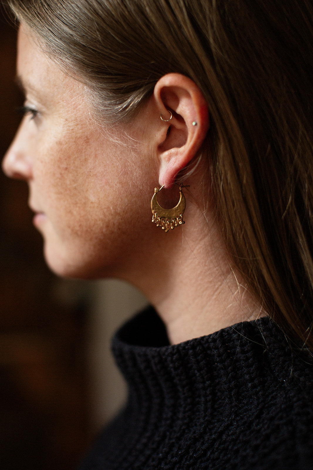 Half Moon Peg Earrings in Vermeil