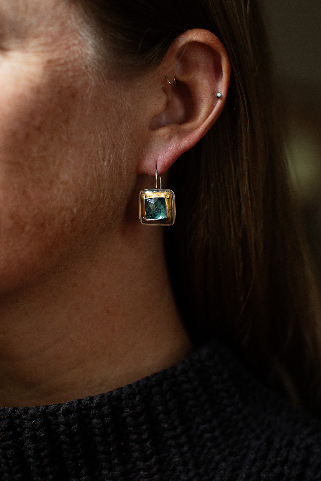 Square Fold Earrings with Hook Closure