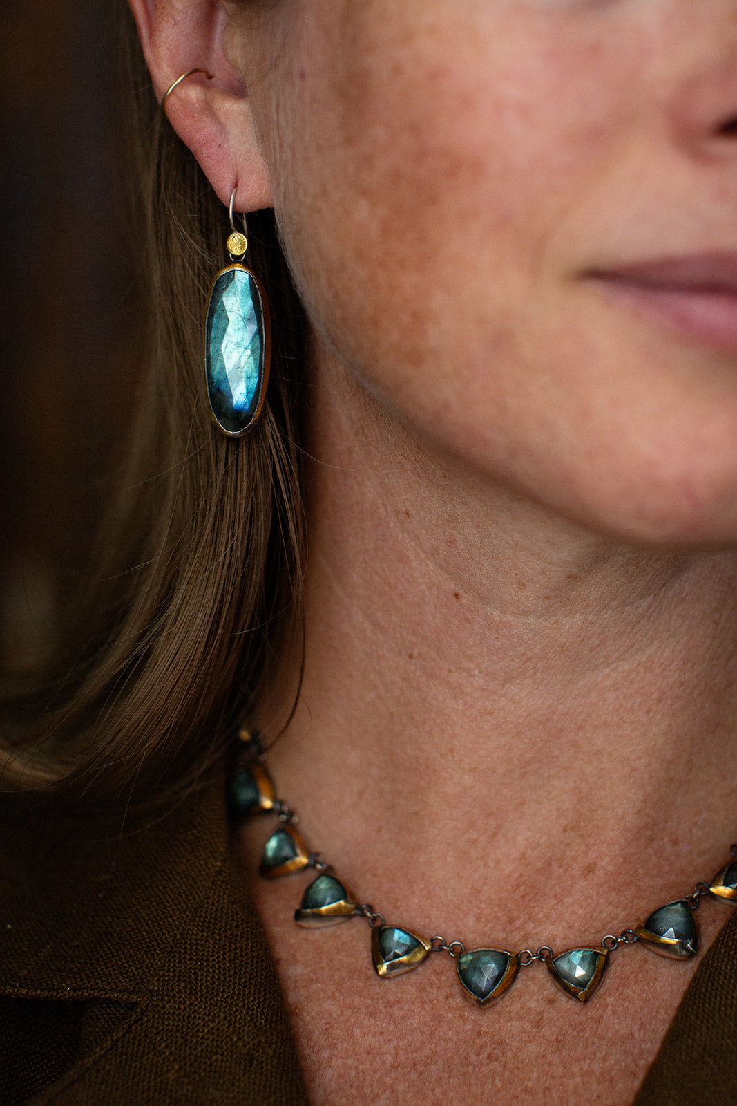 Long Labradorite Earrings - AUSTIN TITUS STUDIO