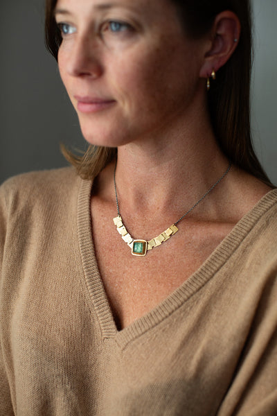 Square Pivot with Stone Necklace