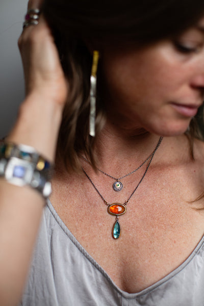 Rim Drop Necklace in Hessonite and Kyanite