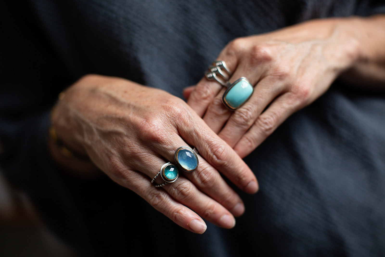 Double Beaded Ring in Mixed Metals