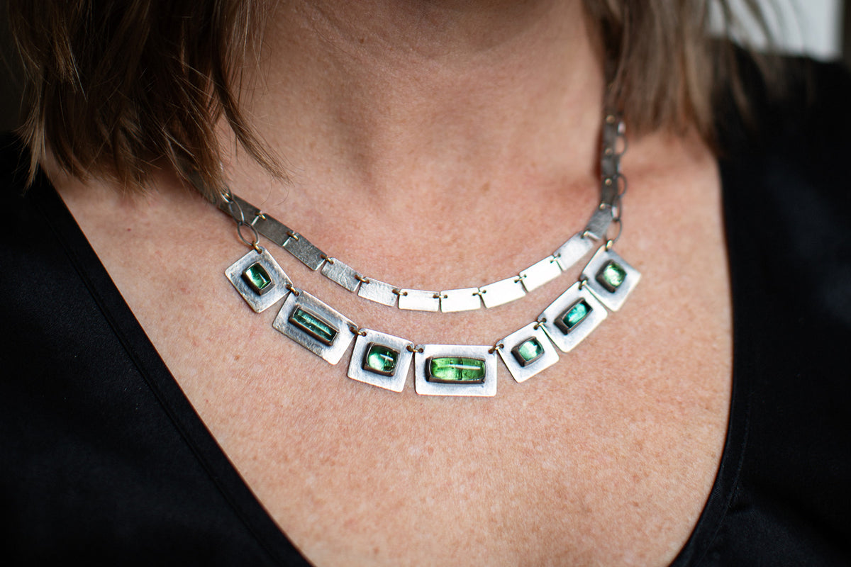 Green Tourmaline Link Necklace