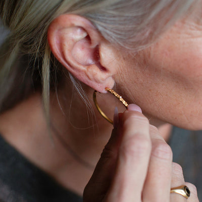 Large Bit Hoops with Diamonds- vermeil or silver