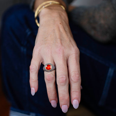 Signet Style Ring with Hessonite Garnet