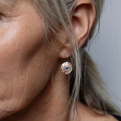 Disc Drop Earrings with Ceylon Sapphires