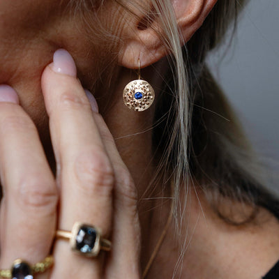 Disc Drop Earrings with Ceylon Sapphires