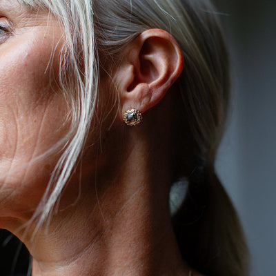 Tiny Bits Post Earring with Salt and Pepper Diamonds