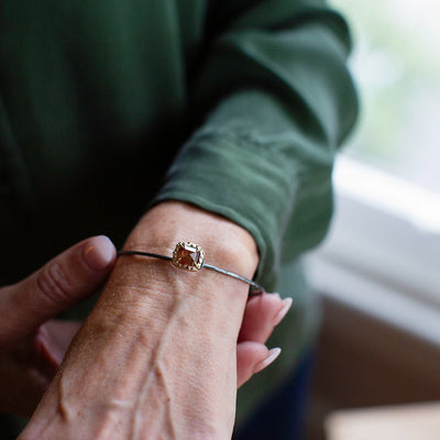 Square Bit Bangle with Rustic Diamond