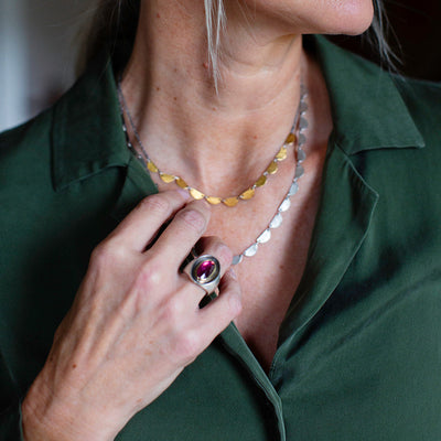 Large Oval Dip Ring With Tourmaline