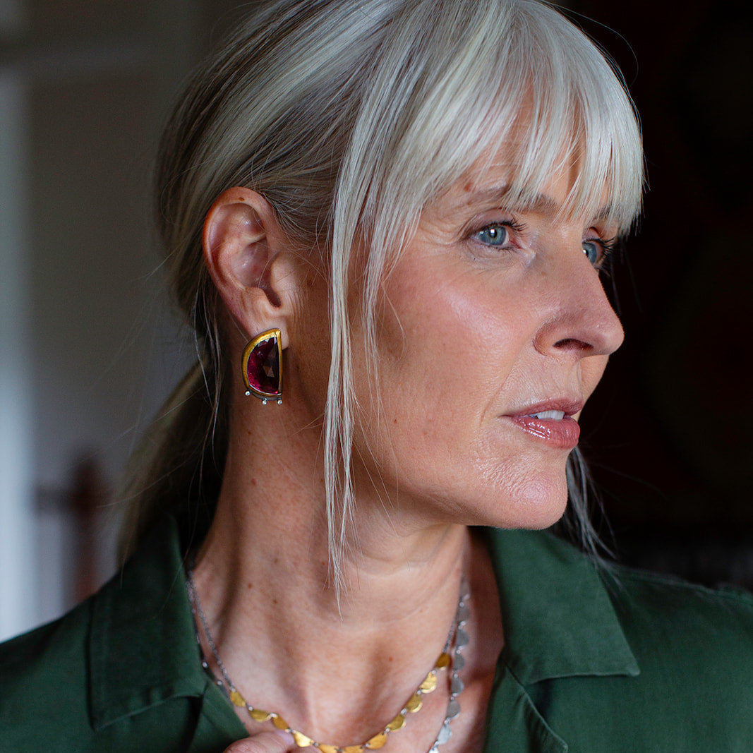 Tourmaline Fold Post Earrings
