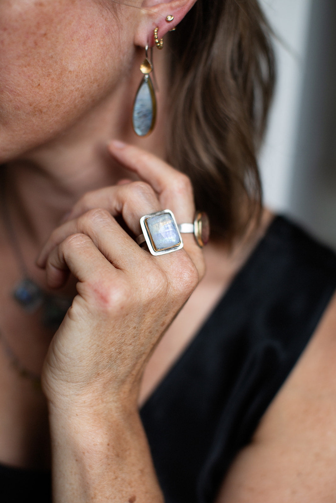 Rectangle Moonstone Ring