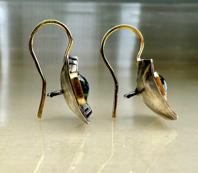 Cusp Earrings with Green Diamonds