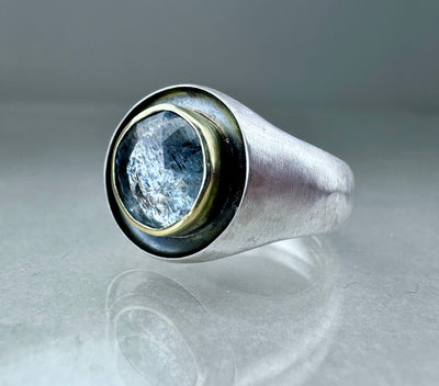 Moss Aquamarine Signet Style Ring