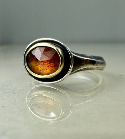 Oval Dipper Ring with Orange Kyanite