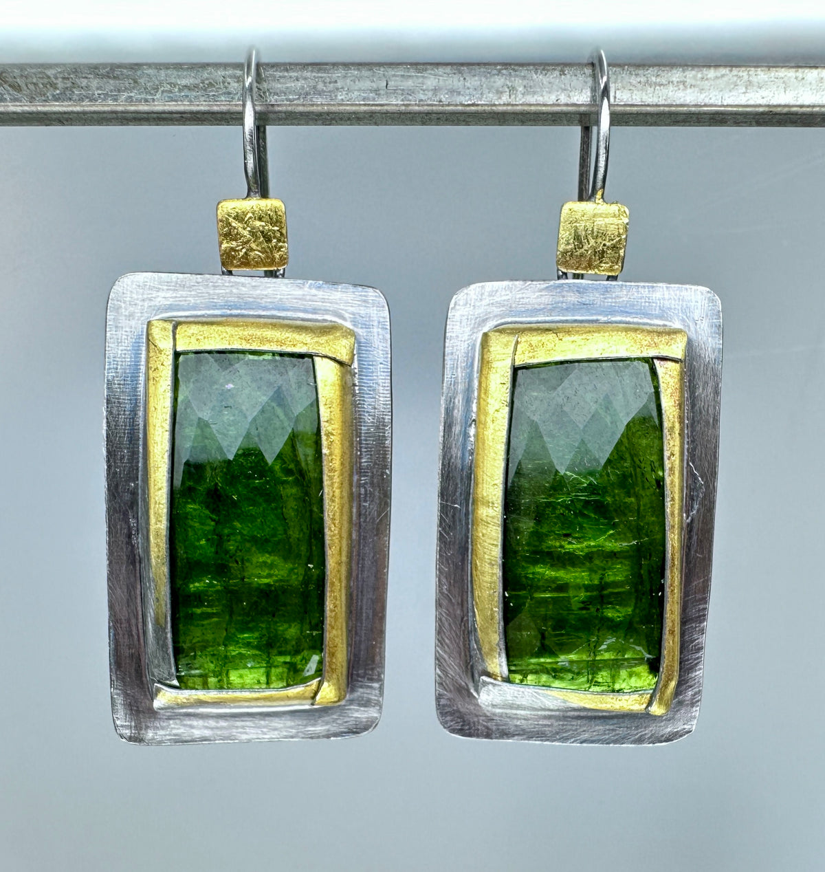 Green Tourmaline Folded Earrings