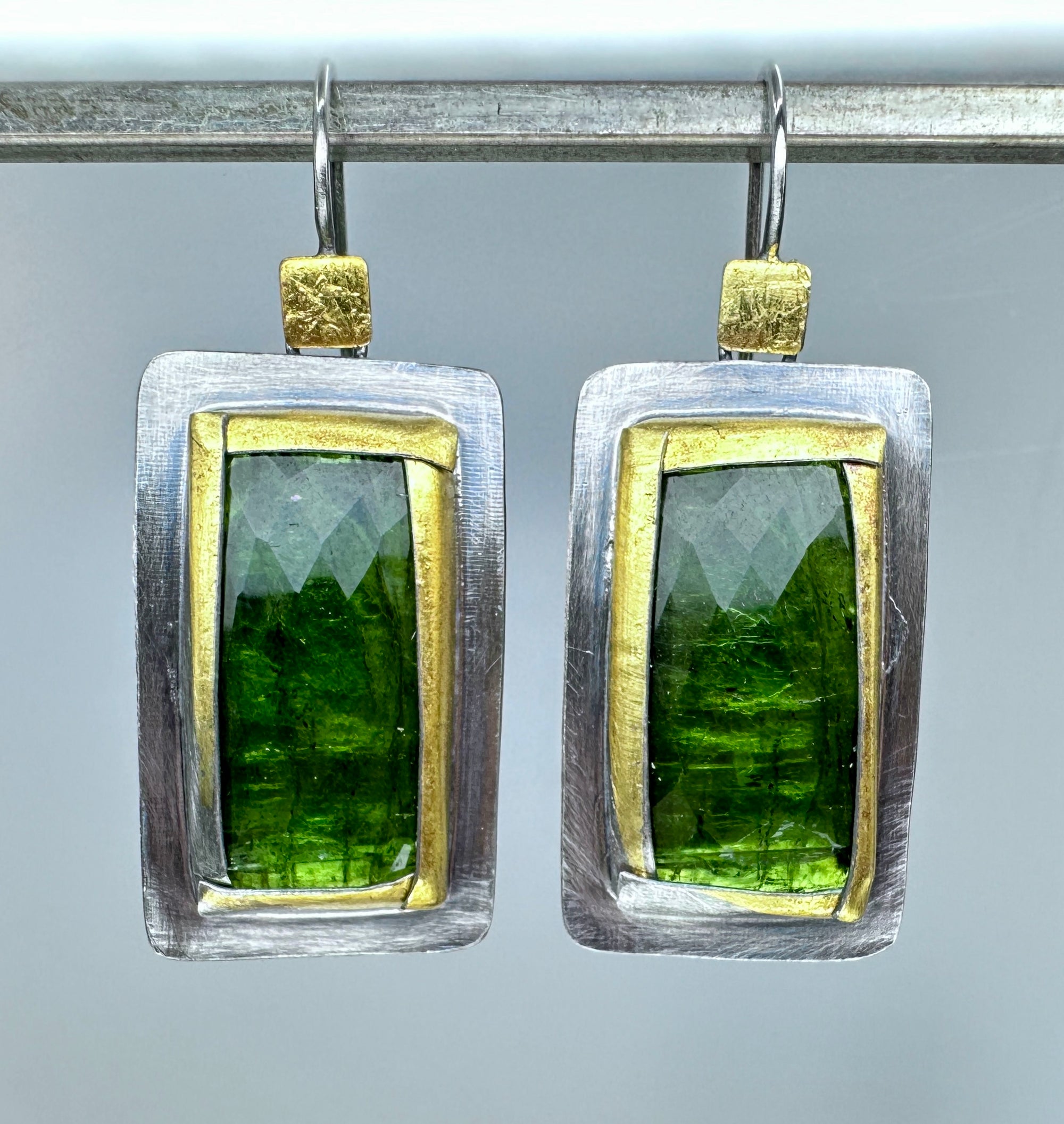 Green Tourmaline Folded Earrings