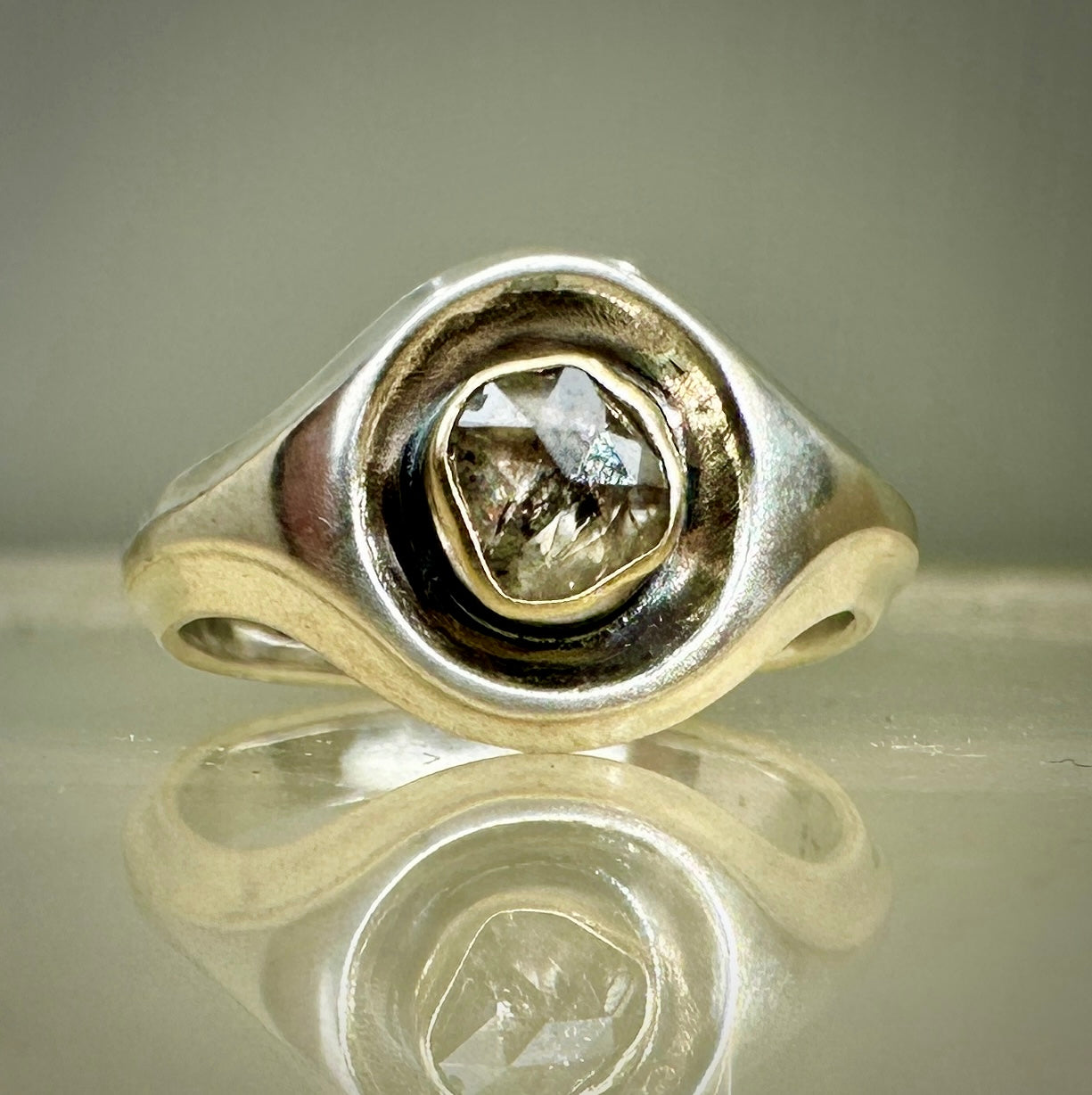 Diamond Slice Ring in Mixed Metals