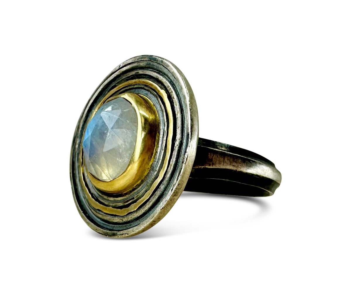 Moon Dial Ring in Mixed Metals