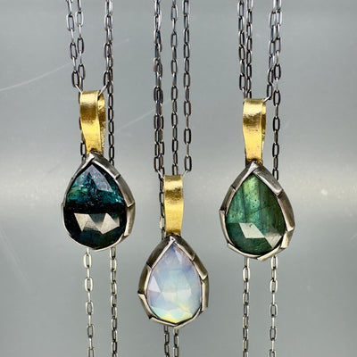 Teardrop Fold Necklace with 18k Bail