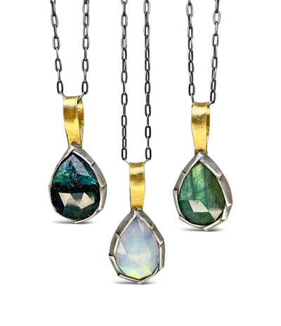 Teardrop Fold Necklace with 18k Bail