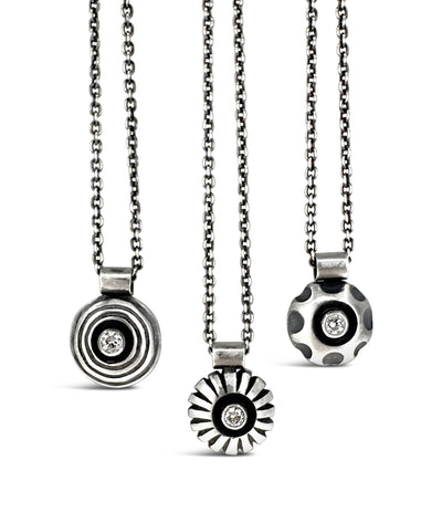 Carved Diamond Pendants in Sterling