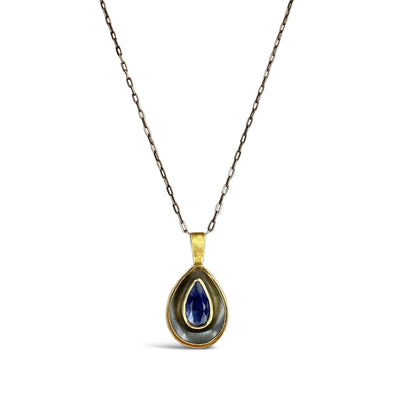 Dumotierite in Quartz Necklace in Mixed Metals