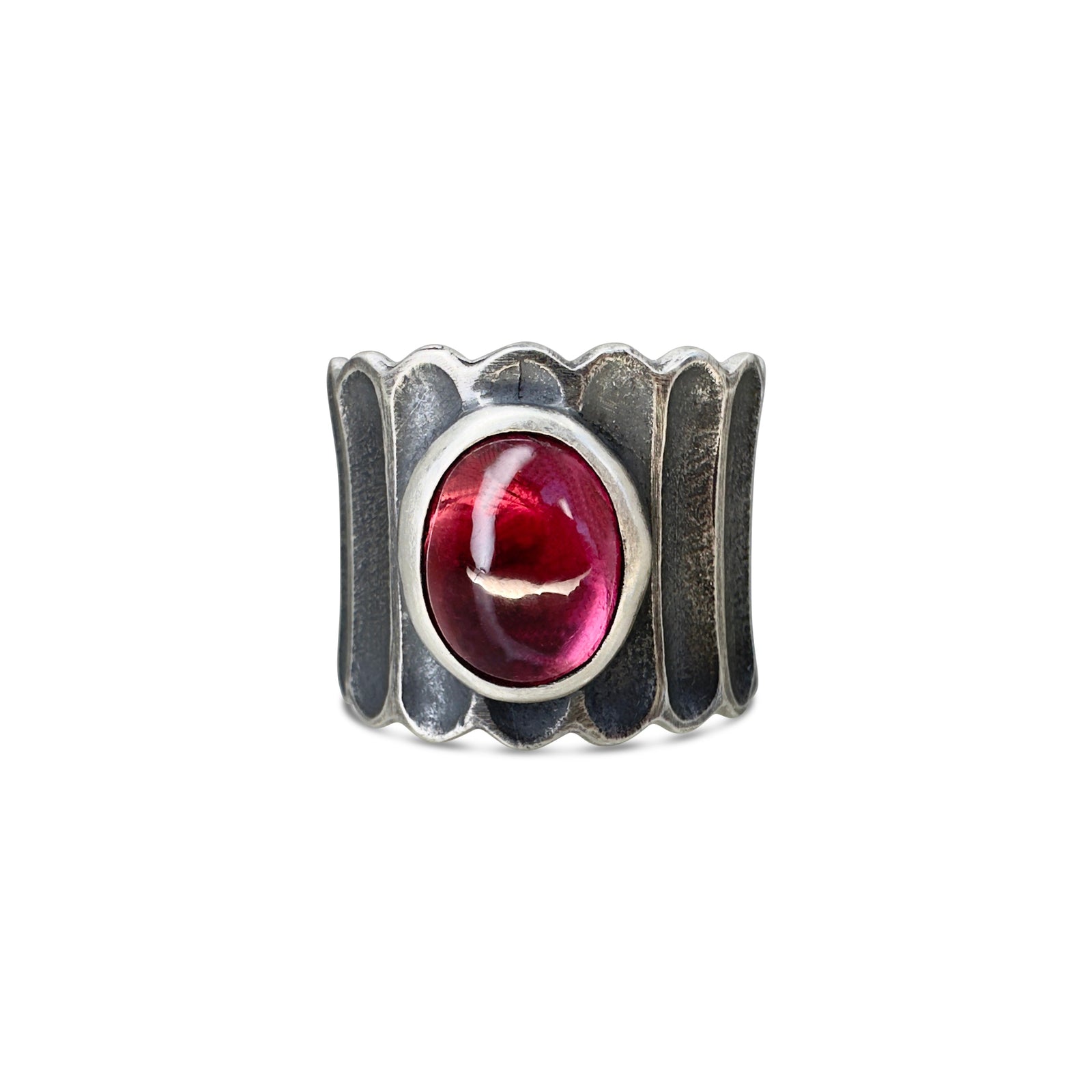 Scalloped Pink Tourmaline Ring- adjustable