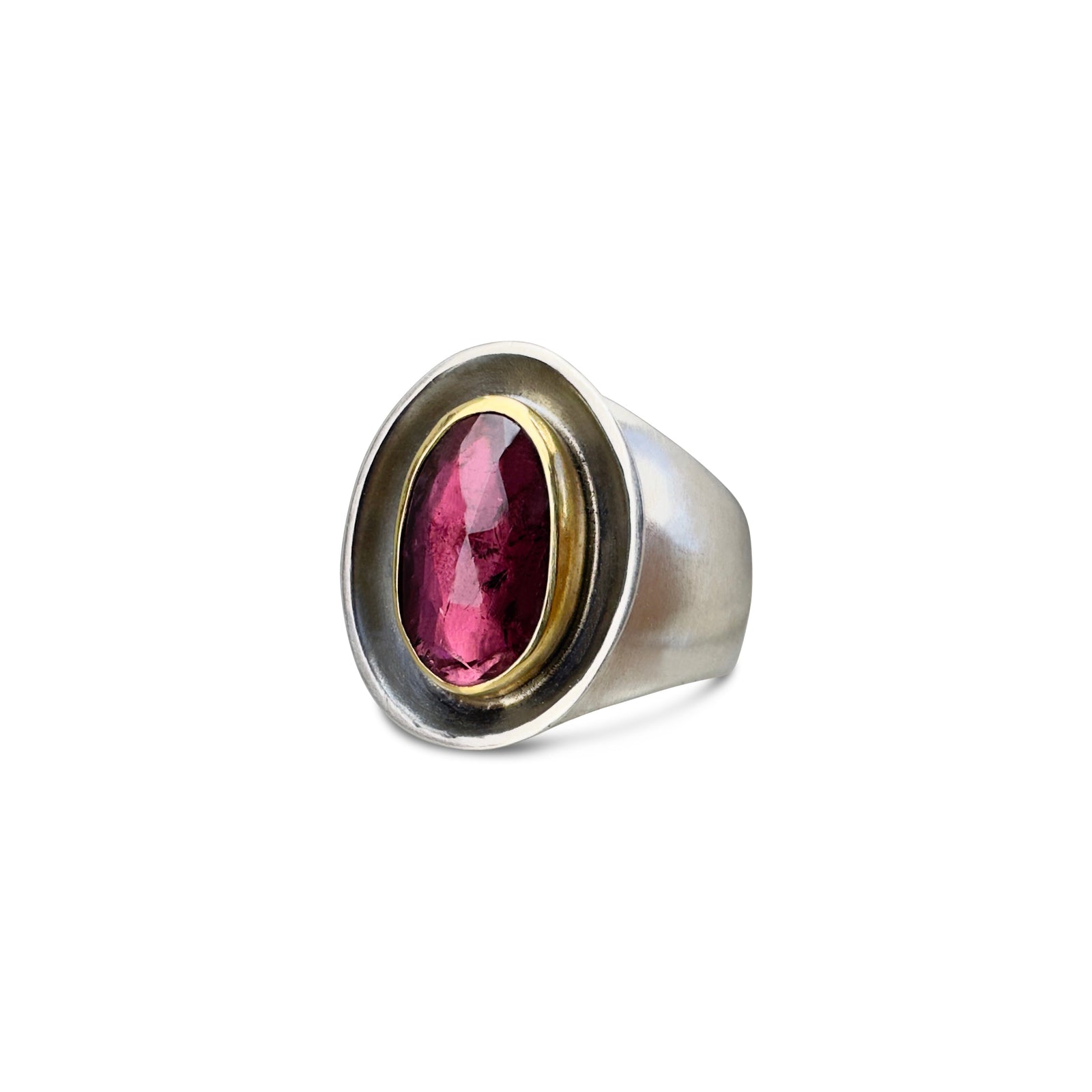 Large Oval Dip Ring With Tourmaline