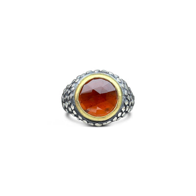 Signet Style Ring with Hessonite Garnet