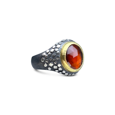Signet Style Ring with Hessonite Garnet