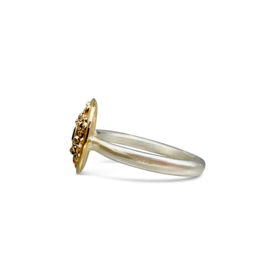 Tiny Bit Disc Ring with Ceylon Sapphire