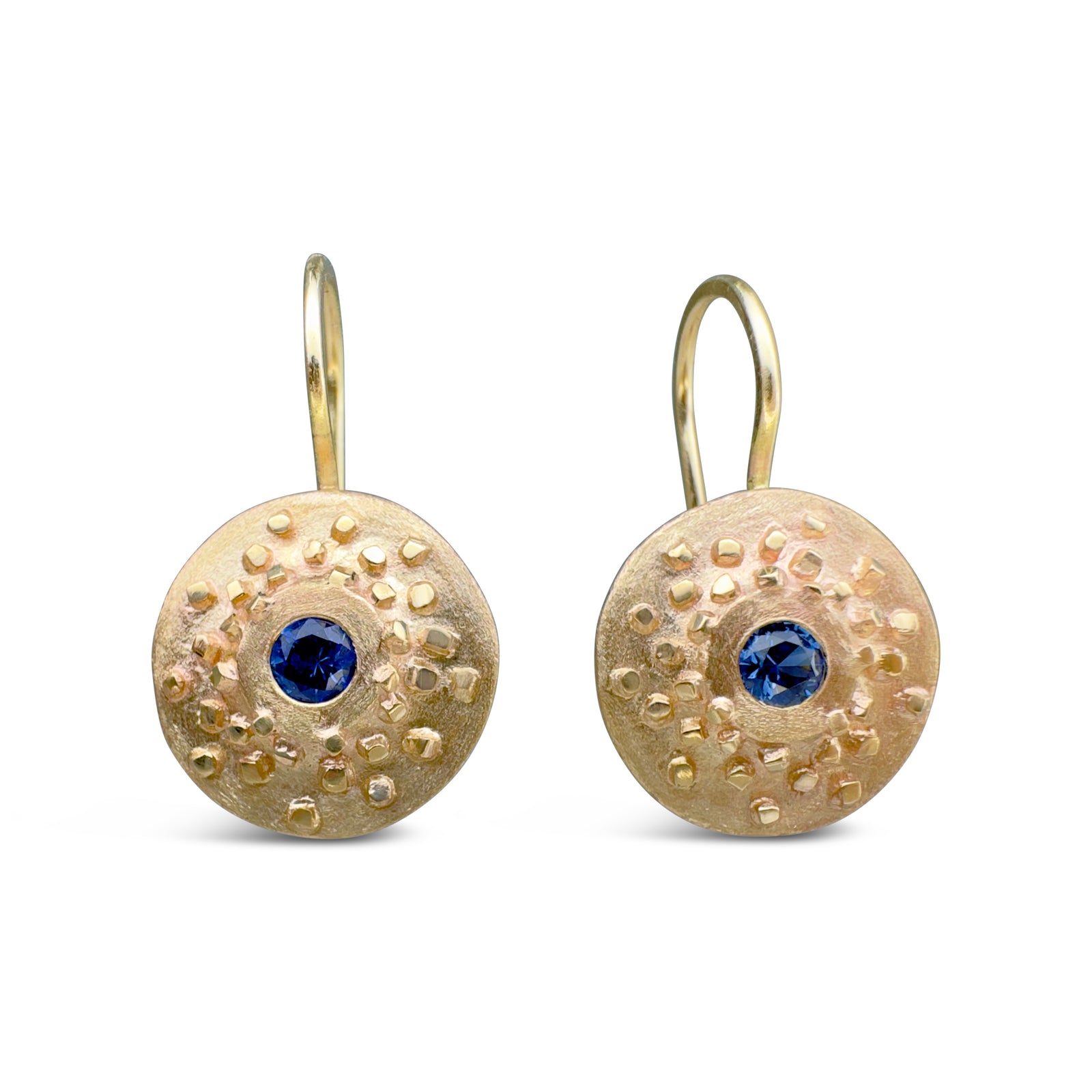 Disc Drop Earrings with Ceylon Sapphires