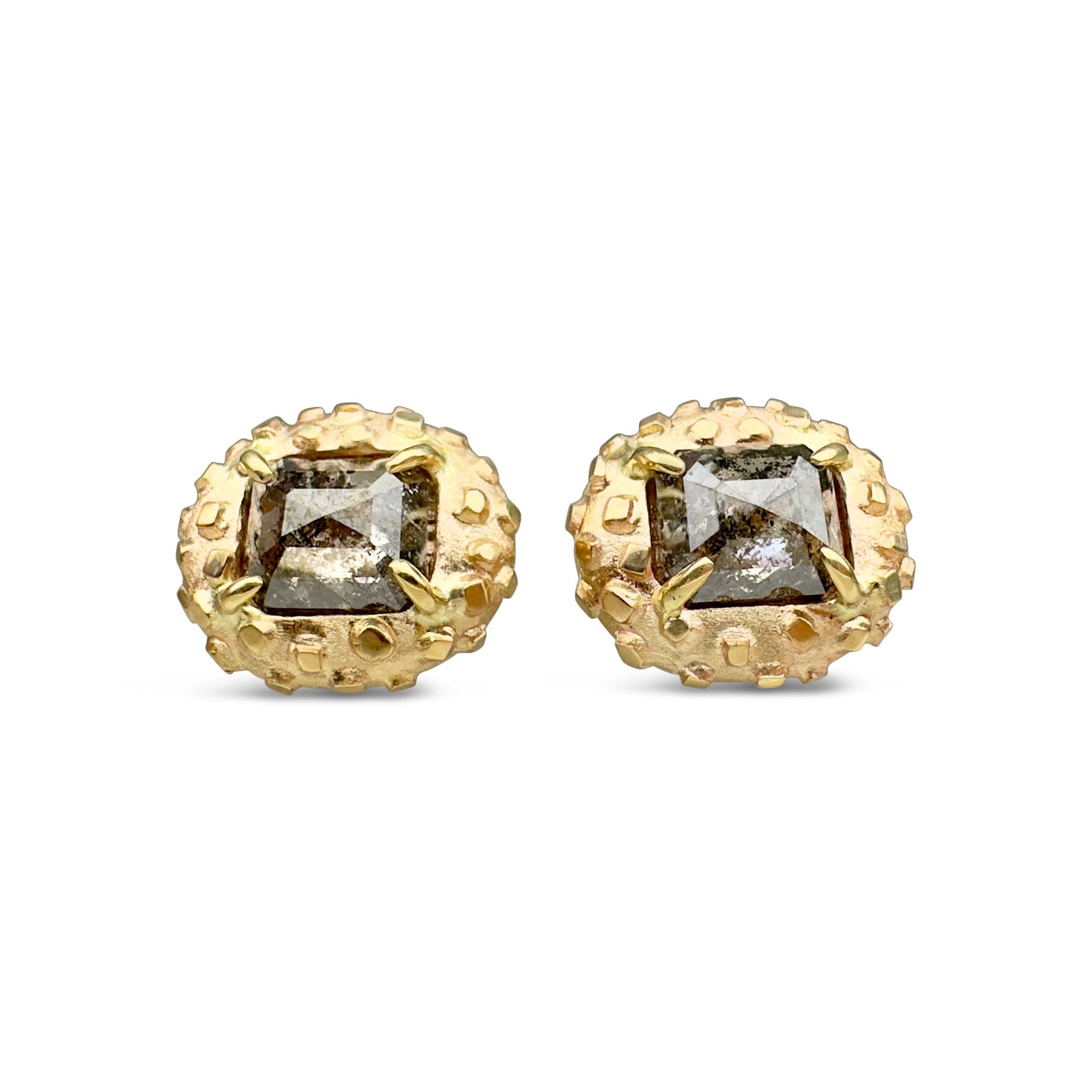 Tiny Bits Post Earring with Salt and Pepper Diamonds