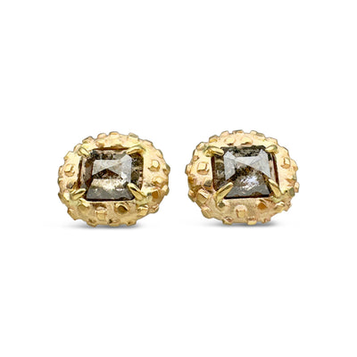 Tiny Bits Post Earring with Salt and Pepper Diamonds