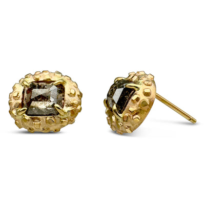 Tiny Bits Post Earring with Salt and Pepper Diamonds