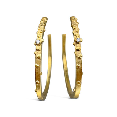 Large Bit Hoops with Diamonds- vermeil or silver