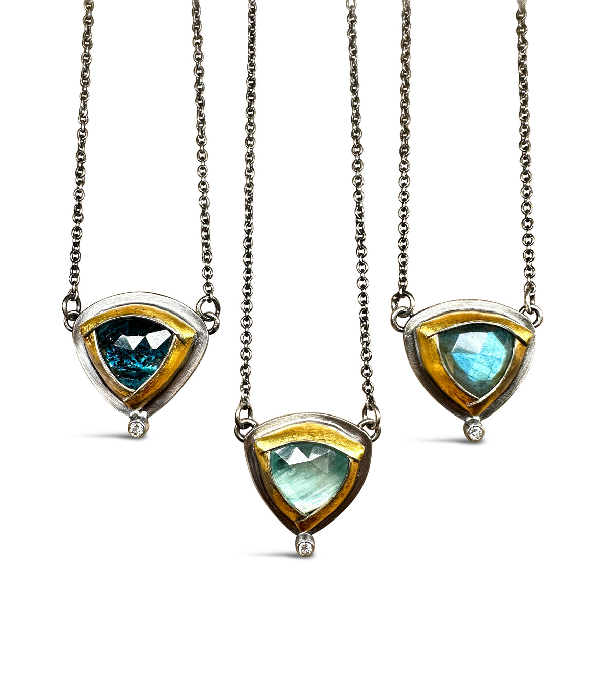 Petite Tri Fold Necklace with Diamond