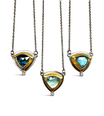 Petite Tri Fold Necklace with Diamond