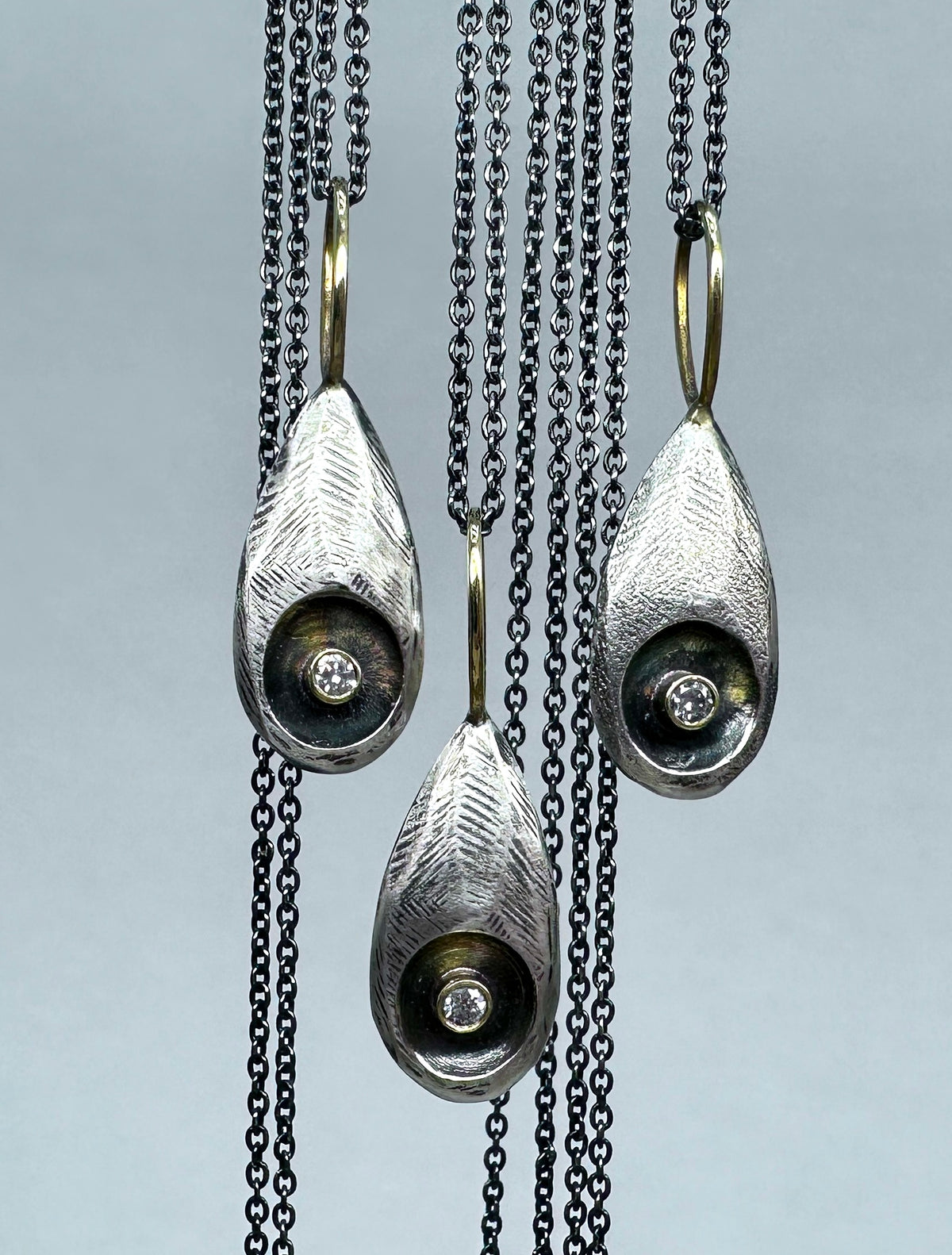 Textured Teardrop Dip Necklace with Diamond