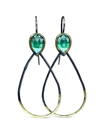 Long Teardrop Rim Dangles with Stone