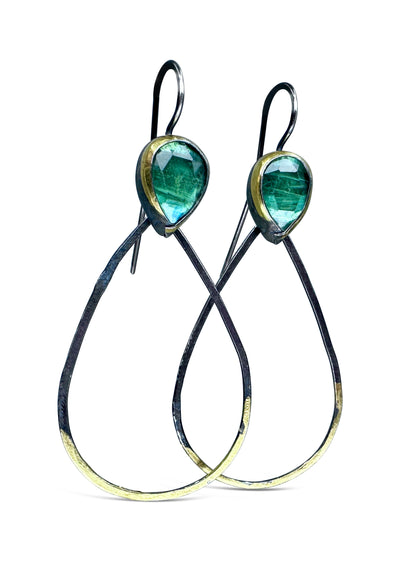 Long Teardrop Rim Dangles with Stone