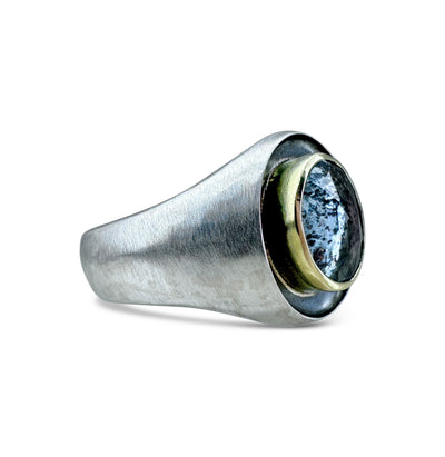 Moss Aquamarine Signet Style Ring