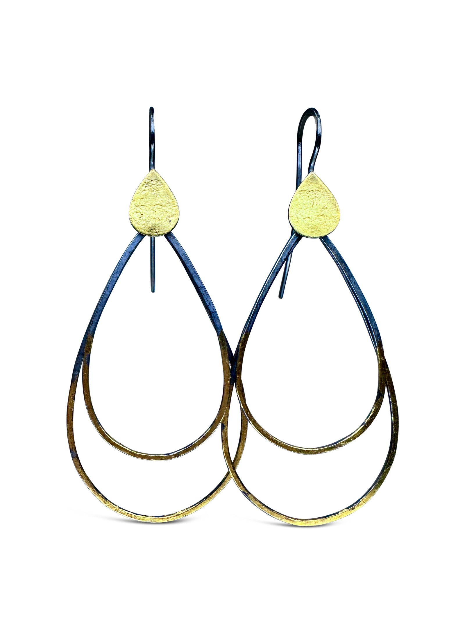 Long Teardrop Rim Dangle Earrings